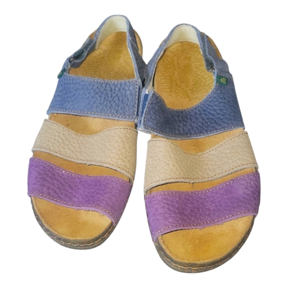 El Naturalista Multi Color Velcro Eco Friendly Leather Strappy Sandals Sz 42 - Picture 1 of 10